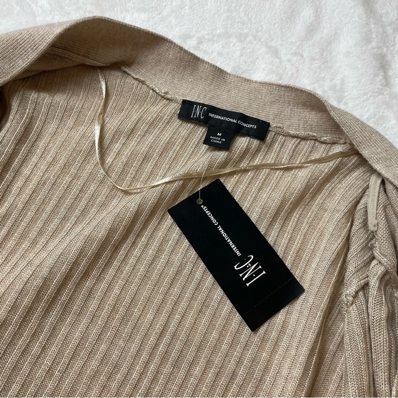❌ SOLD INC Ribbed Duster Cardigan, Longline Open Front, Pockets. Oatmeal, Size M - Picture 3 of 10